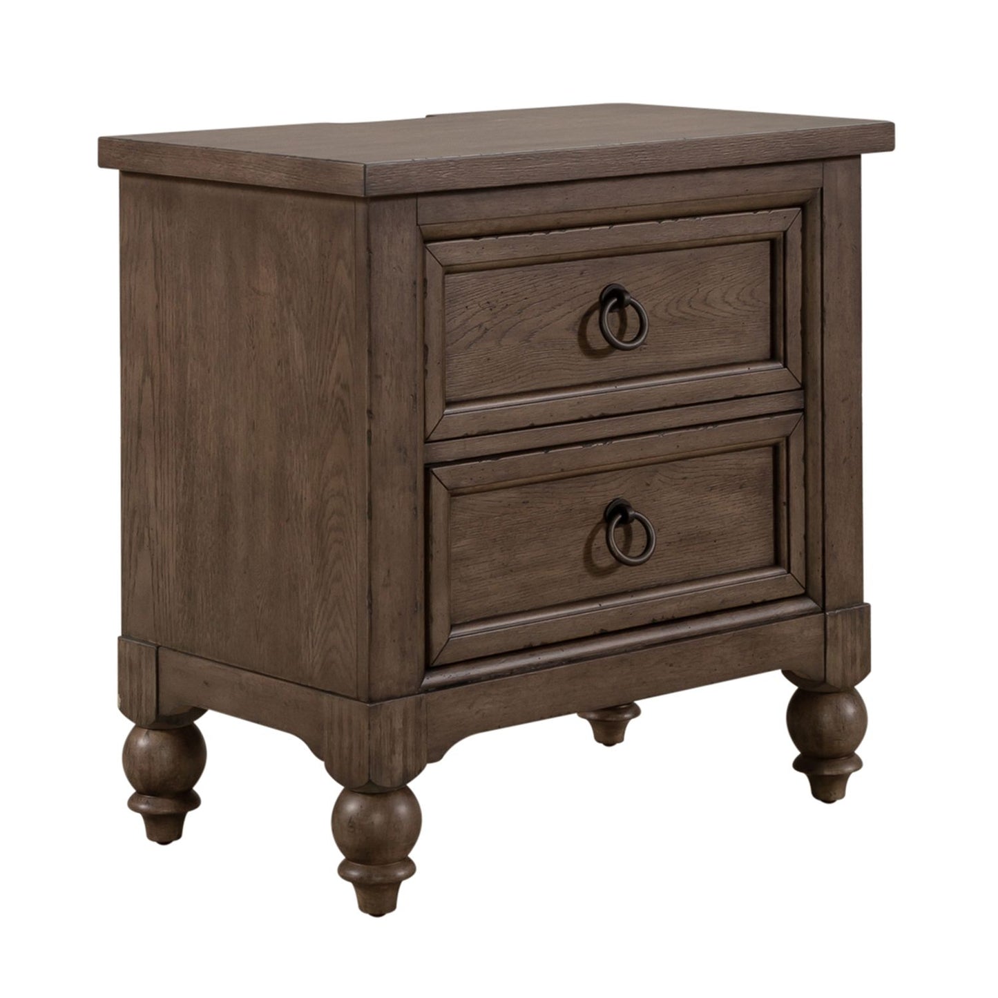 Americana Farmhouse 2 Drawer Night Stand w/ Charging Station
